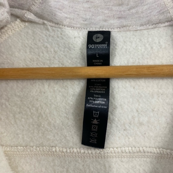 90 Degree Size Large Oatmeal Colored Full Front Fleece Lined Zip Up Hoodie - Picture 7 of 8